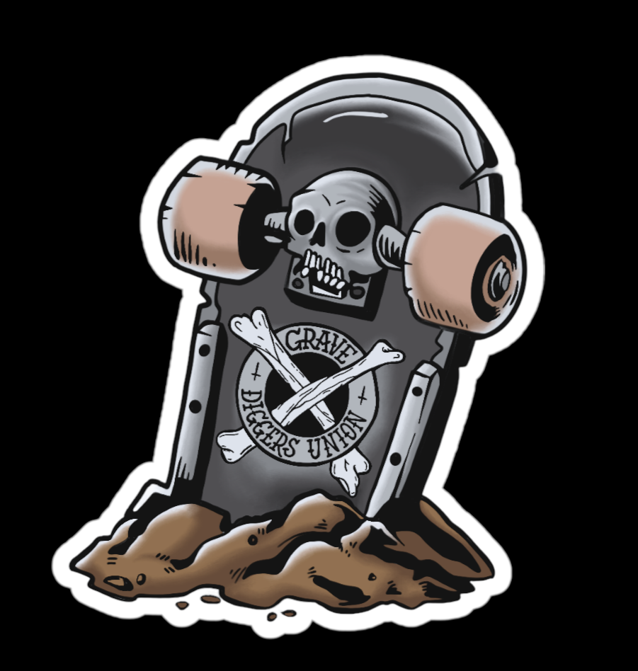 Skate to the Grave Sticker.